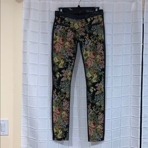 Blank Leather Floral Embroidered Pants